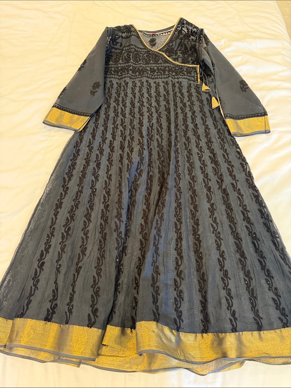 Black and Gold Embroidered Dress from India